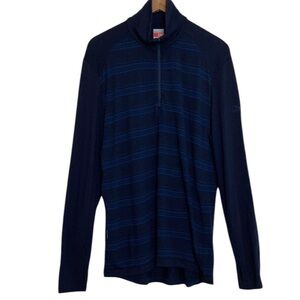 Icebreaker Shirt Mens Large Blue Merino Wool 260 Body Fit Long Sleeve Half Zip